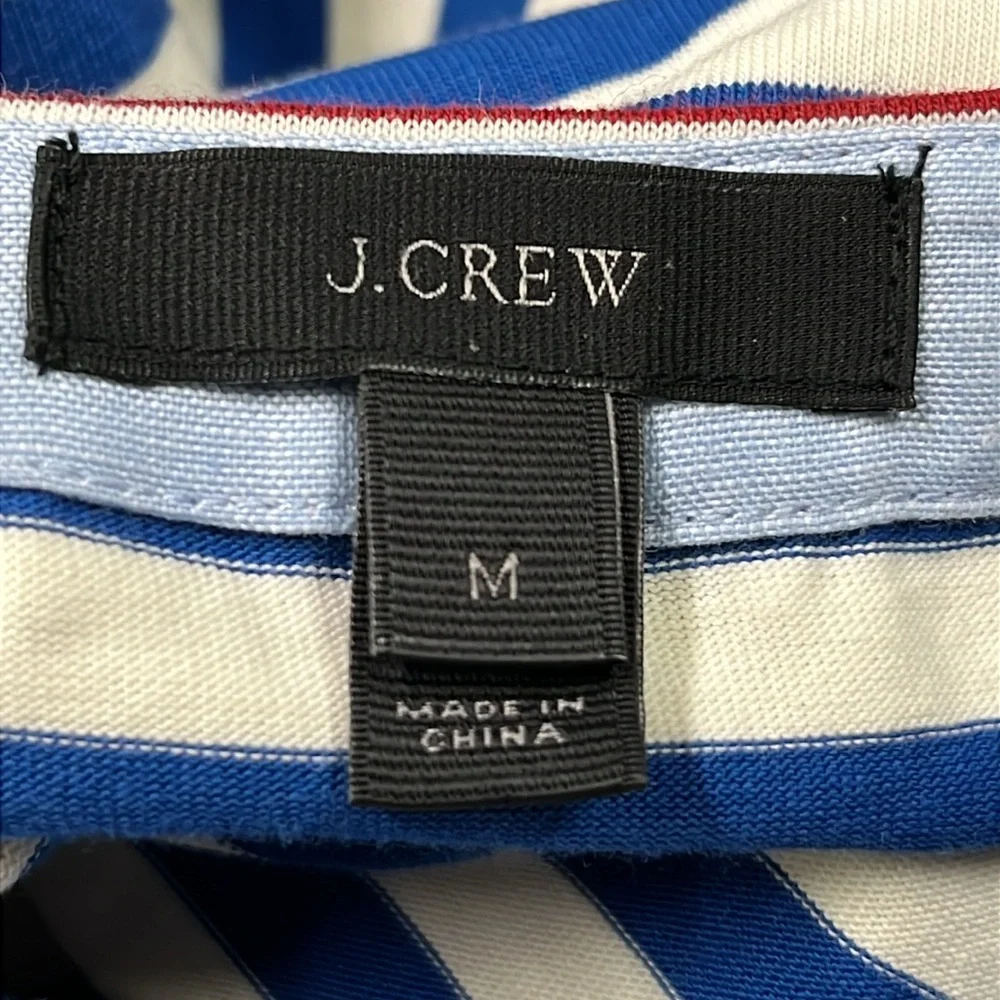 J. CREW Sammie Nautical Beach Baltic Stripe Lace Up 3/4 100% Cotton R/W/B Midi M
